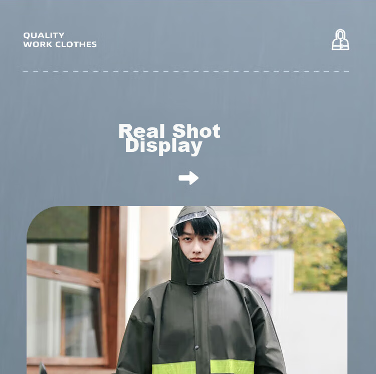Artiya Oxford Fabric Two-Piece Reflective Strip Raincoat and Rain Pants Anti-Heavy Rain 175-190 with Hood Brim Set 21