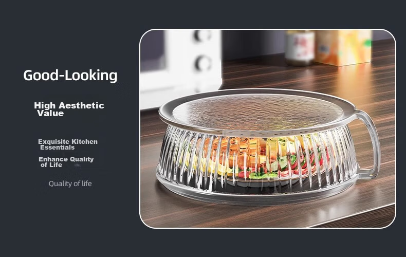 JiaDu Microwave Splash-Proof Cover High-Temperature Resistant Plastic Bowl Lid Household Oil-Proof Microwave Heating Cover Special Heat Dish Cover 32