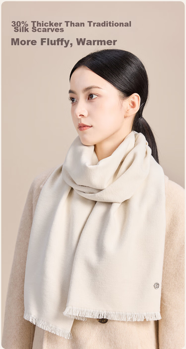 JIUMU Women's Silk Scarf Autumn Winter Mulberry Silk Warm Shawl Neck Warmer Gift Box for Girls and Moms Birthday Gift 5