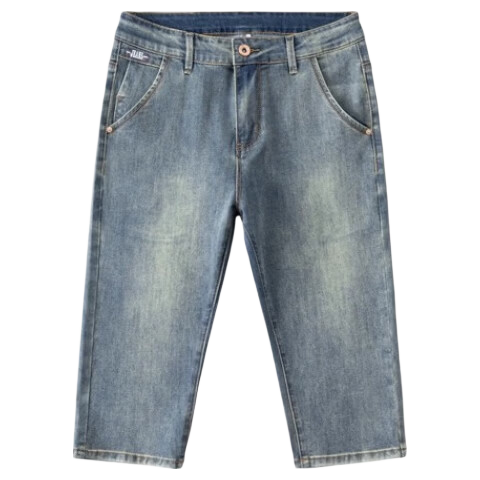 Jeanswest Men's Shorts, 2026 Summer Thin Denim Shorts, Fashionable Casual Versatile Straight-Leg Capri Pants for Men, Vintage Color, Size 32