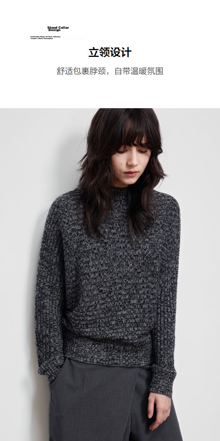 Demana [Soft Merino Wool] Winter Elegant Stand Collar Sleeve Knit Sweater Yarn Temperament Petite Women's Top 7