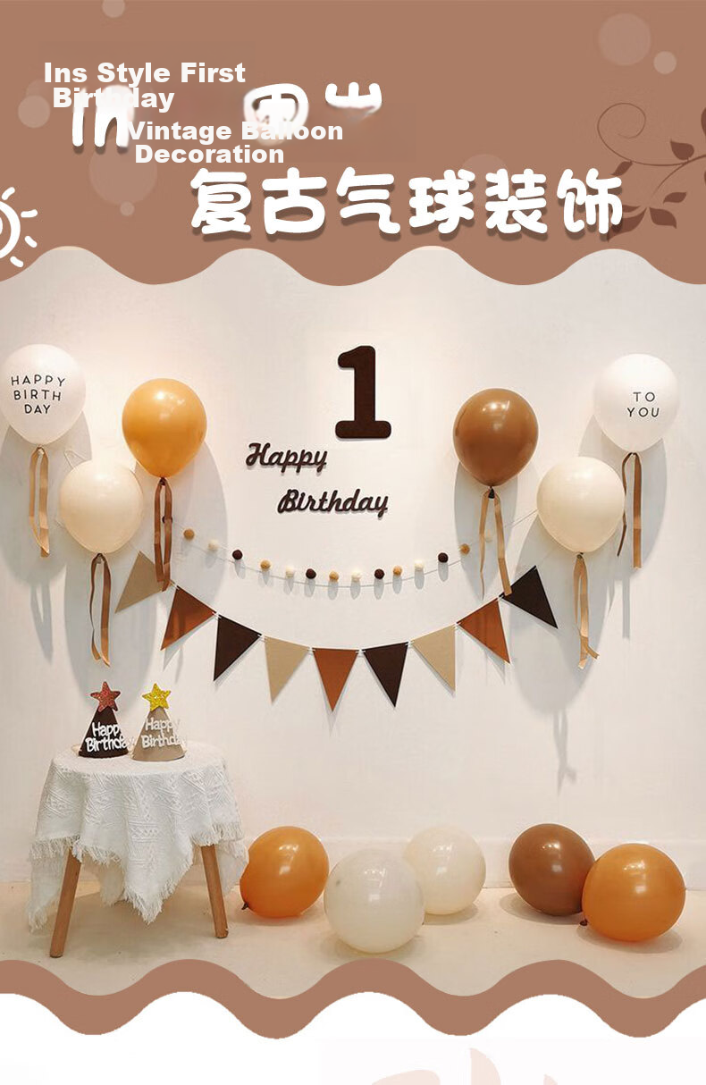 Shiluode Ins Style First Birthday Scene Decoration Backdrop Wall, Girl Children Baby First Birthday Party Balloon Set 1