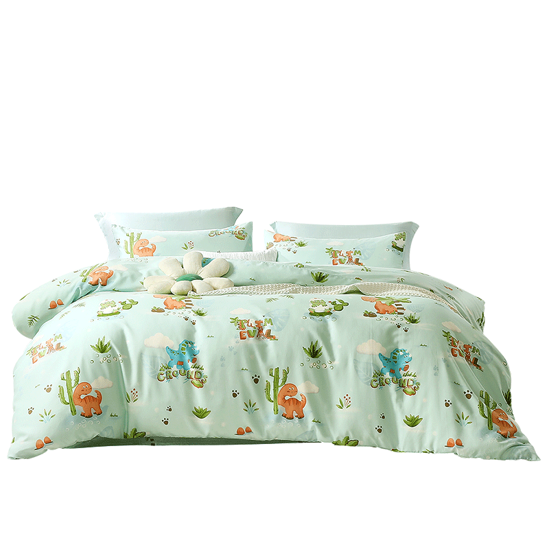 Fuanna Children's 100% Cotton Three-Piece Set Baby Toddler Class A Cotton Bed Sheet and Duvet Cover Dormitory 1.2m Bed 152x210cm