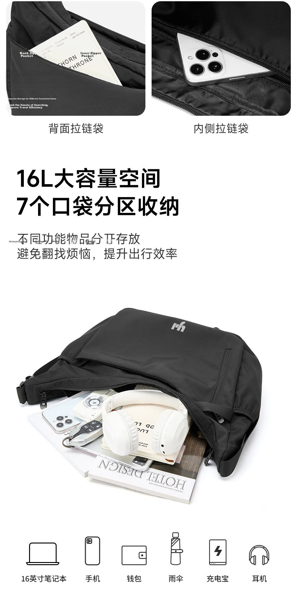 Fanzhe 2026 New Lightweight Crossbody Bag Men's Large Capacity Casual Versatile Cycling Sports Chest Shoulder Messenger Bag 7