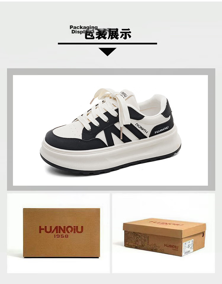 Global Hot Sale 2026 Spring INS Trendy White Sneakers for Women Versatile Student Campus Style Fashion Thick Sole Height Increasing Casual Skate Shoes 23