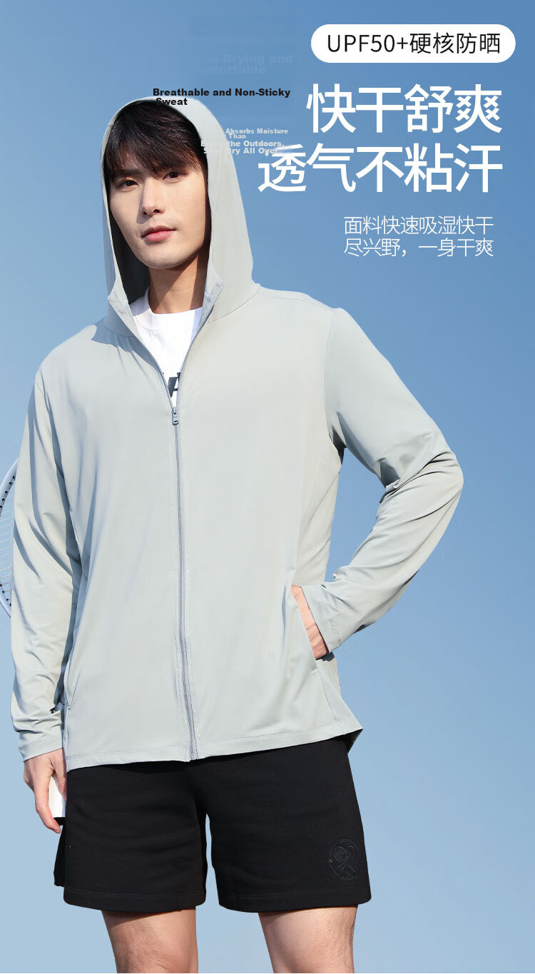 LangSha Sun Protection Clothing for Men, Spring And Summer Ice Silk Cool-Feeling UV Protection Jacket, Outdoor Ultra-Thin Breathable Sports Fishing Wear 3