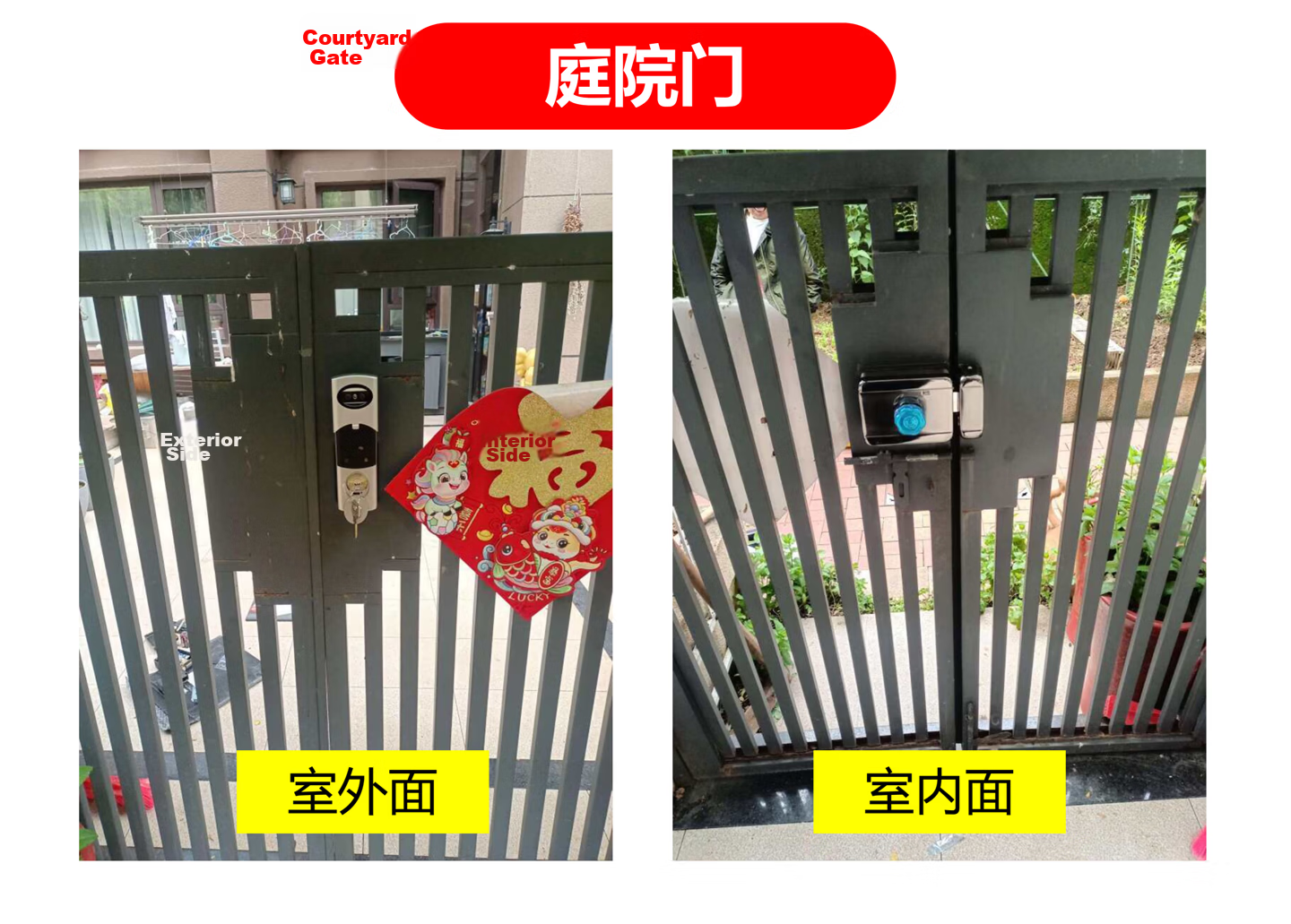 CHIGO Smart Bull Head Lock Old-Style Anti-Theft Door Stainless Steel Rural Courtyard Iron Gate Fingerprint Password Lock Outdoor Waterproof 7