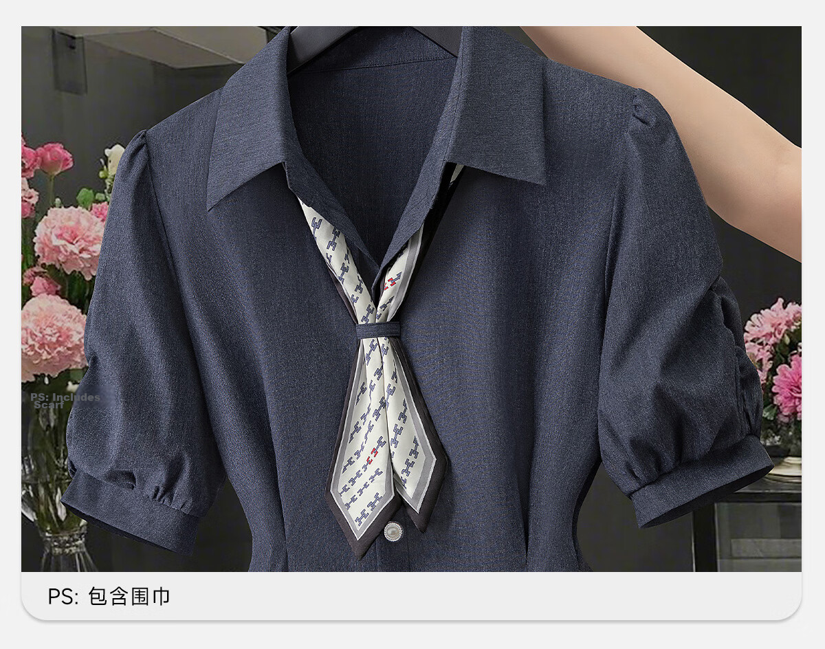 Cypress Collar Solid Color Waist-Cinching Short Sleeve Shirt Women 2026 Spring Summer New Fashion Commuter Elegant Design Shirt 17
