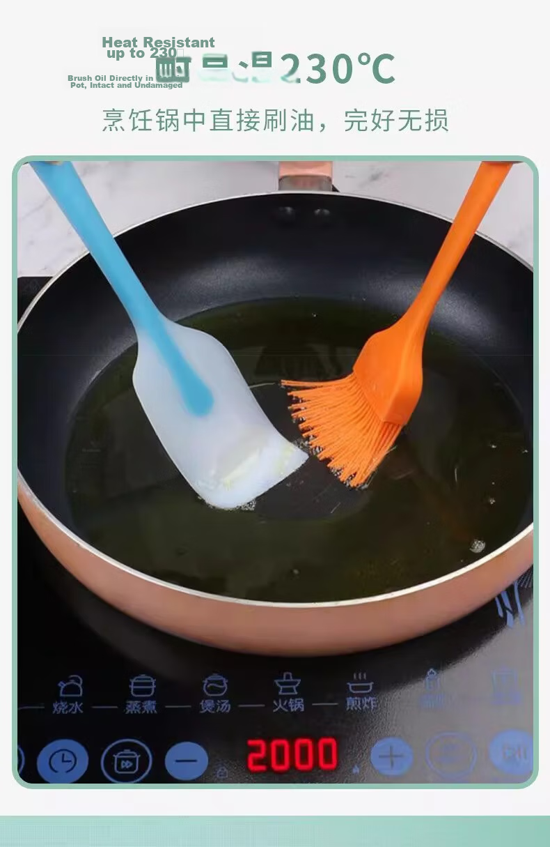Fangcaodi Silicone Oil Brush High-Temperature Resistant Non-Shedding Kitchen Pancake BBQ Baking Food Grade Small Brush 7