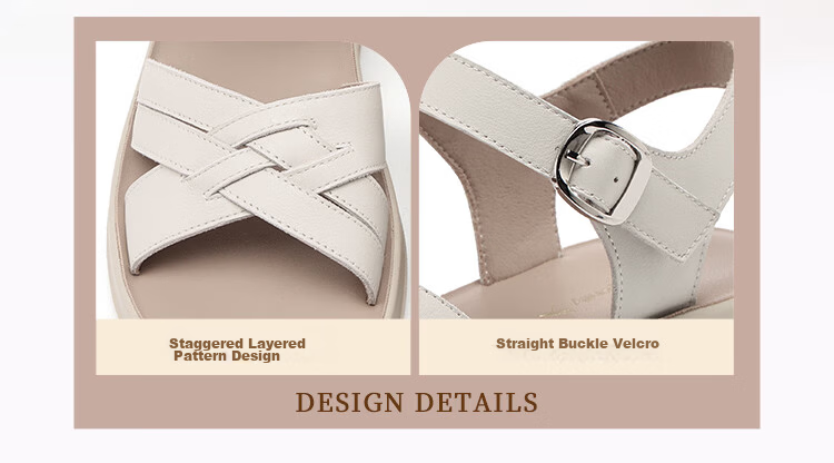 Red Dragonfly Women's Sandals New Commuter Thick Sole Casual Shoes Soft Sole Non-Slip Outdoor Beach Shoes WTK265041 Off-White Size 39 5