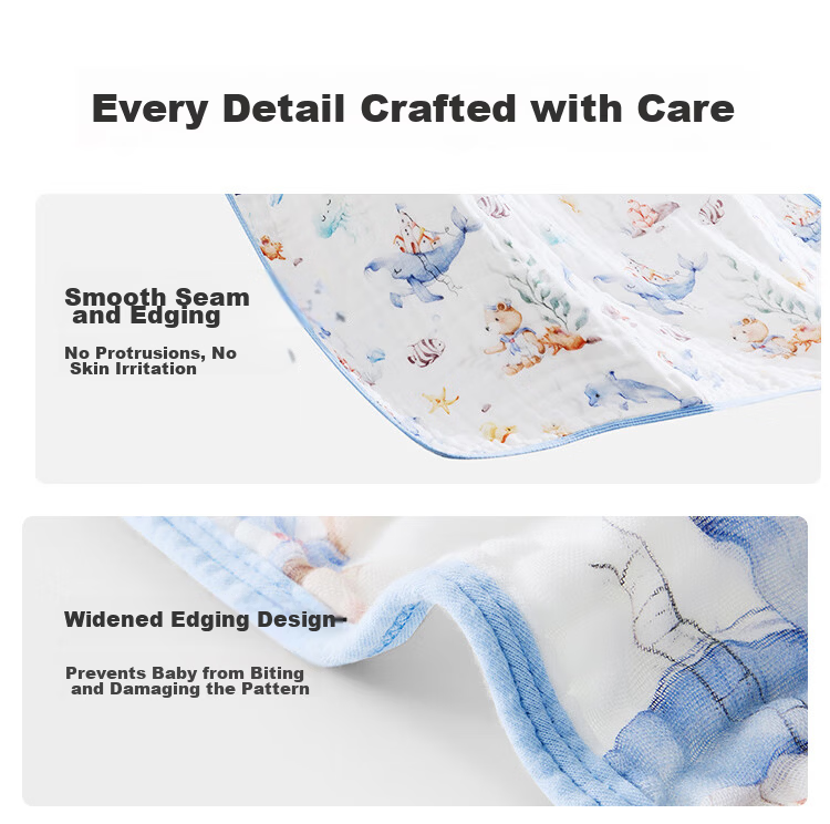 JOYNCLEON Pure Cotton Baby Gauze Bath Towel Children's Unisex Newborn Bath Towel Large Towel Green 70*90cm 20