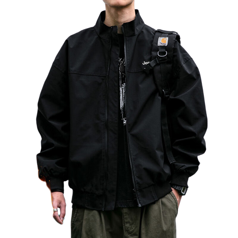 JEEP Men's Jacket Autumn Winter Stand Collar Casual American Style Black Padded 3XL
