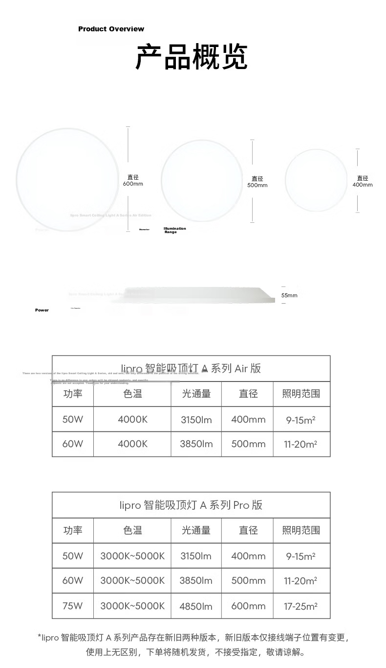 Lipro Eye Protection Ceiling Light for Living and Bedroom Smart Ceiling Light A Series Pro Edition 50W New National Standard with Installation Included 10