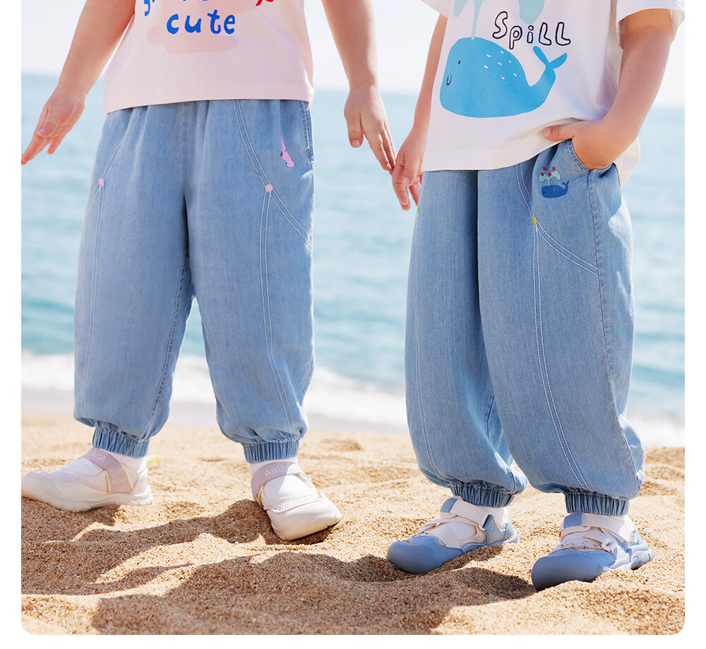 Betis Kids Denim Jeans 2026 New Summer Cool Breathable Boys and Girls Jogger Pants Casual Versatile Children's Trousers 16