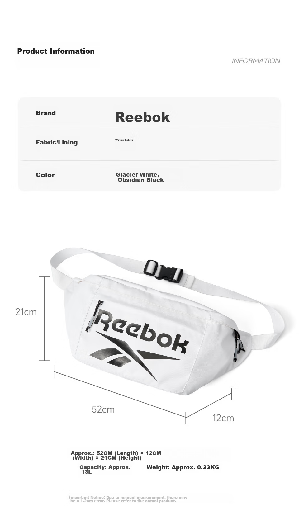 Reebok Stylish Sports Crossbody Bag for Men 2026 New Street Trend Large Capacity Commuter Cycling Shoulder Bag for Women 2
