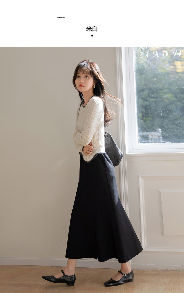 Mt Delicate Texture Spring Little Chanel Style Elegant Color-Block Round Neck High Elastic Comfortable Slimming Knit Sweater Top 7