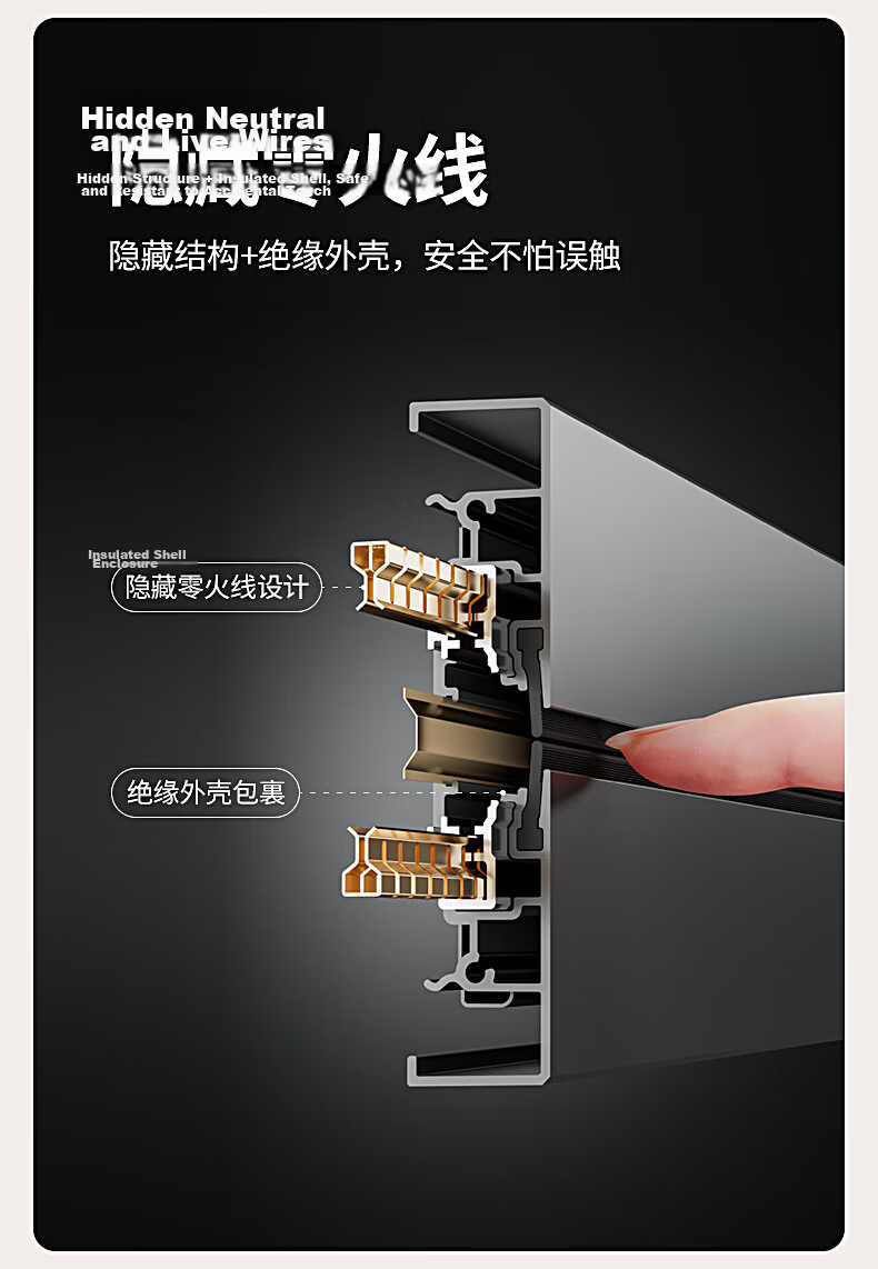 International Electric Portable Track Socket Household Kitchen Integrated Socket Sideboard Surface Mounted No Drilling High Power Rail Socket 100cm Track + Five-Hole*5 Black 11