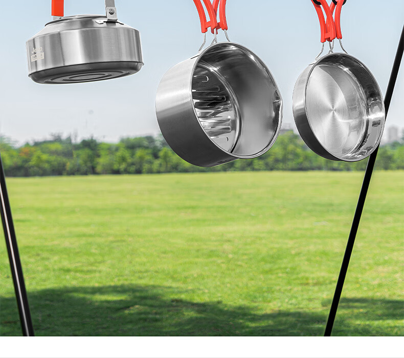 JEEP Outdoor Cookware 304 Stainless Steel Kettle Integrated Cooking Pot Set Cookware Combo (Stove Not Included) 16