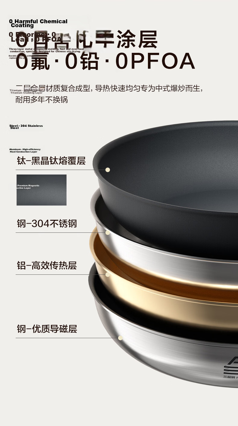 ASD 28cm Non-Stick Titanium Coating Frying Pan, Fluorine-Free, Pre-Seasoned Steak and Breakfast Skillet Z3 7