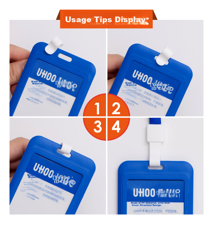 UHOO Work Badge Lanyard ID Card Holder Lanyard Factory Badge Chest Card Strap Width 1.0cm Dark Blue 6pcs/Pack 6737 8