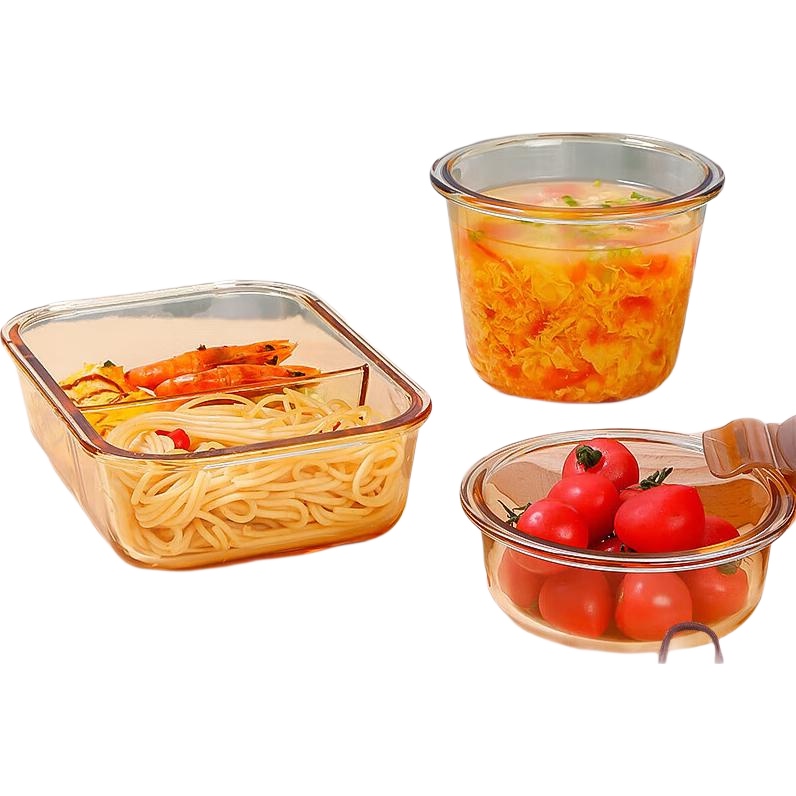Xilekou Cilock Glass Lunch Box for Office Workers, Microwave-Safe Food Container, Large Capacity Insulated Box, Set of 4