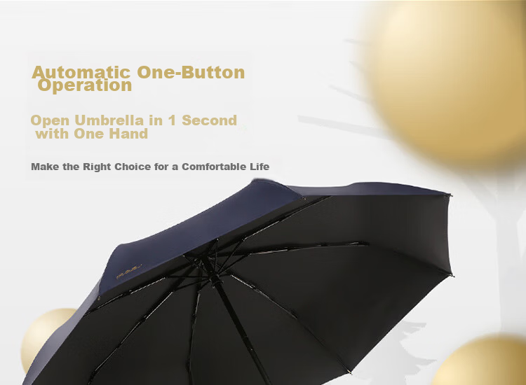 Paradise Umbrella Fully Automatic Three-Fold Sun Umbrella UV Protection Folding Large Umbrella Unisex Midnight Blue 6
