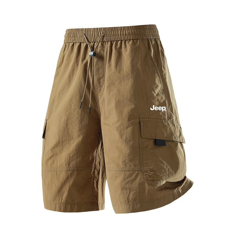 JEEP Men's Ice Silk Summer Thin Workwear Five-Point Quick-Dry Casual Shorts Coffee M