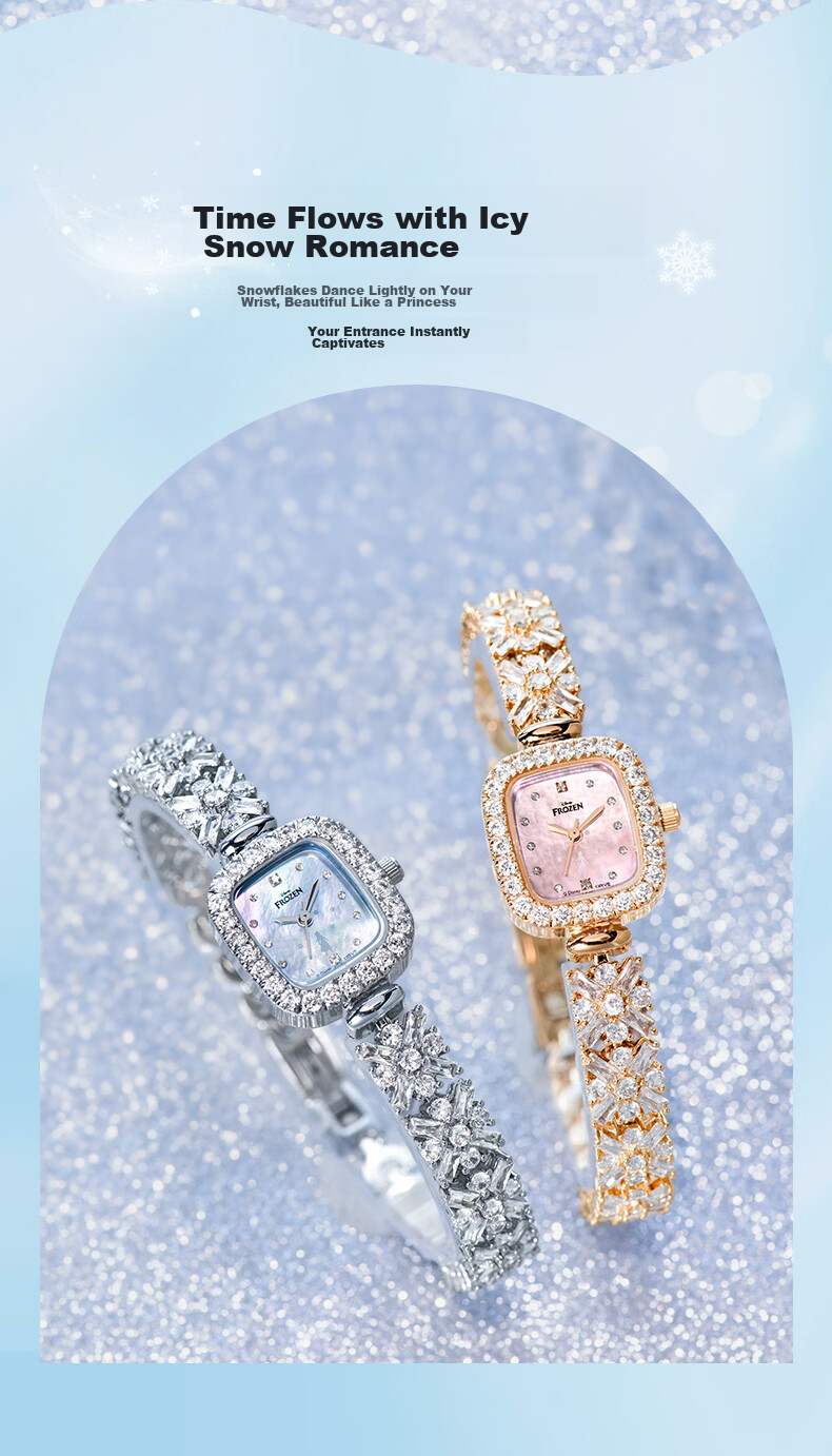 Disney Dreamy Snow Girls Quartz Watch Luxury Niche Gift for Girlfriend and Best Friend Birthday 12