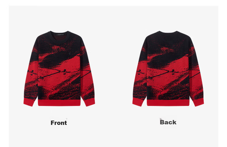 CABBEEN Ink Texture Jacquard Artistic Color-Block Knit Sweater Men 2026 Spring Soft Warm Long Sleeve Pullover 10