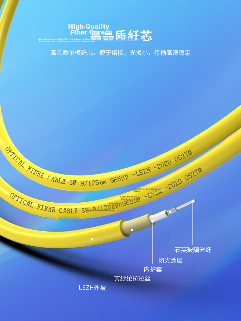 ZHONG TIAN HITECH FC-SC Fiber Optic Patch Cable, Telecom-Grade Single-Mode 3.0 Single-Core Fiber Fusion Splice Transceiver Pigtail, 0.5 Meter, ZT-C100 5