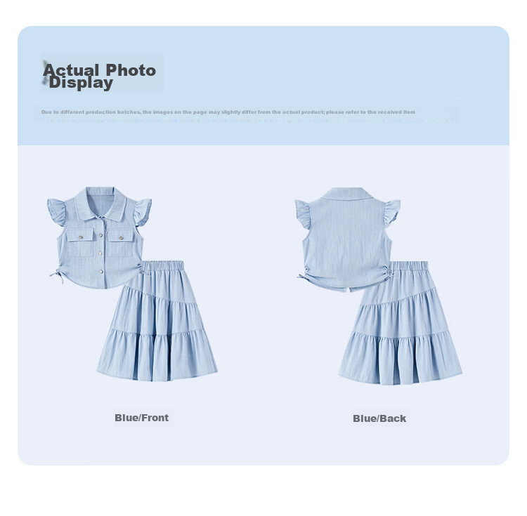 Disney Children's Summer Outfit Set for Girls, 2026 New Stylish Two-Piece Set Including Short-Sleeve Top And Skirt, Children's Clothing 8