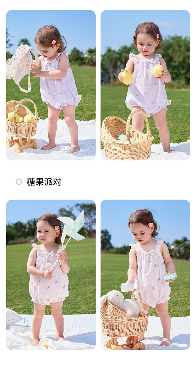 Betis Infant Summer Sleeveless Romper Breathable Cute Lace Trim Baby Girl Short Sleeve Triangle Bodysuit 13