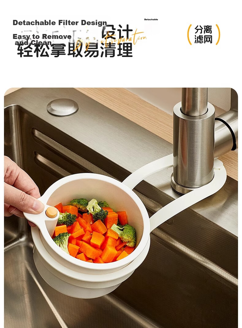 KATEI STORY Hanging Sink Draining Basket Kitchen Sink Food Residue Filter Fruit Washing Strainer Basket 4
