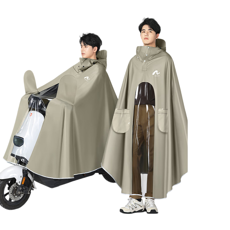 Beimei Electric Scooter Raincoat, Extra Large And Thick Long Style, Full Body Protection against Heavy Rain, for Men And Women, Single Or Double Rider, Battery-Powered Motorcycle Poncho