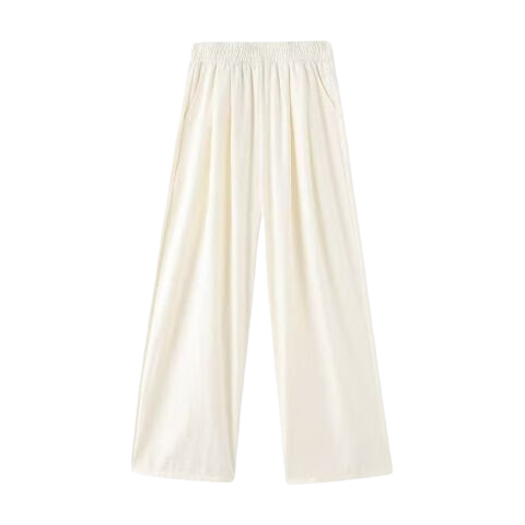 Jeanswest Casual Pants for Women, Summer Loose-Fitting Wide-Leg Ice Silk Trousers with Relaxed Texture, Thin And Draping, Yamaguchi Style, Pickled Vegetable Color, XL Size