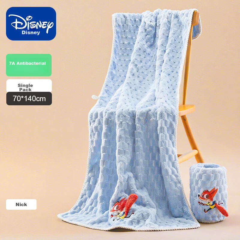 Disney Zootopia Kids Coral Fleece Absorbent Cartoon Thickened Bath Towel Wrap Nick 6-12 Years