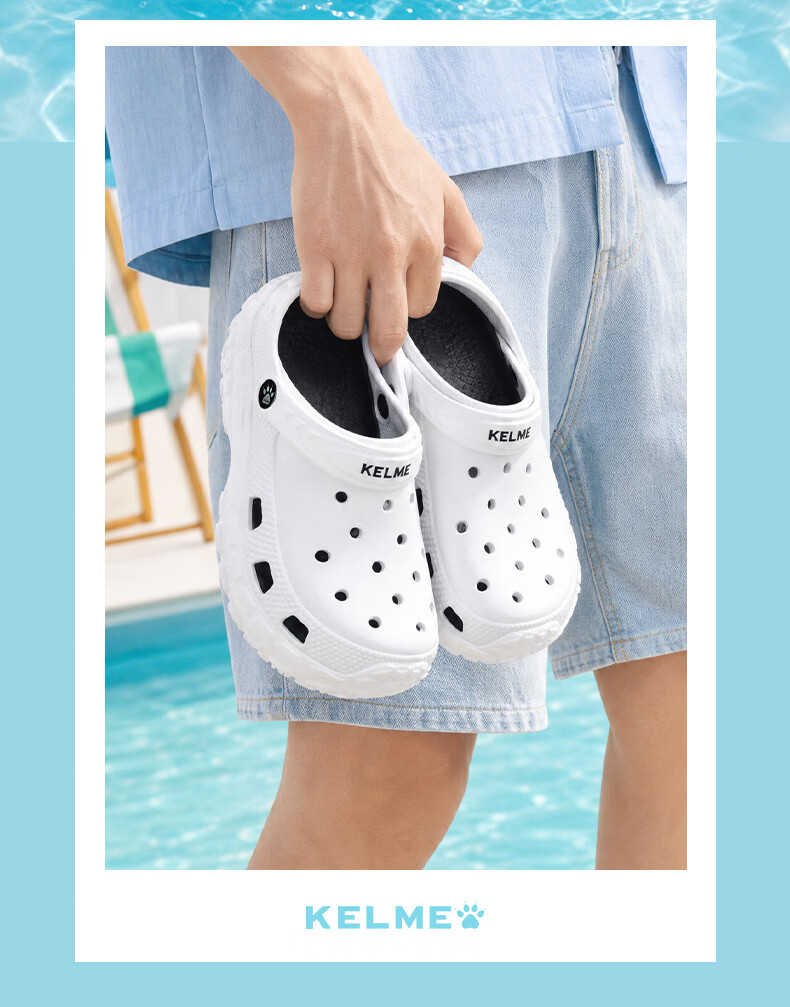 KELME Men's Summer New Dual-Wear Durable Hole Slippers Versatile Closed-Toe Slippers for Women 11
