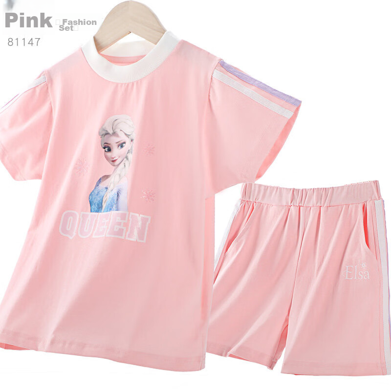 Disney Girls Summer Outfit Elsa Princess Toddler Short Sleeve T-Shirt and Shorts Set