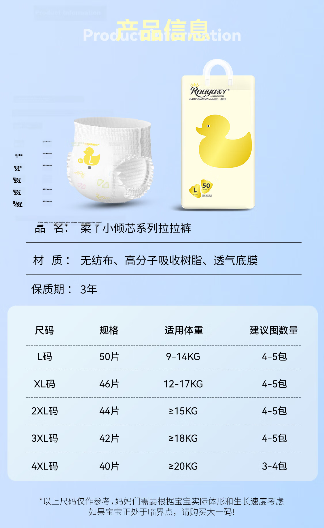 ROUYA [Transparent Traceability] Xiao Qingxin Pull-Up Diapers XXXXL 40 Pieces, Ultra-Thin Core, Toddler Pants, Breathable Diapers 6