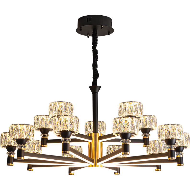 NVC American Light Luxury Living Room Chandelier 15-Arm Eye-Care Full Spectrum Smart WHXD180Z/F-03
