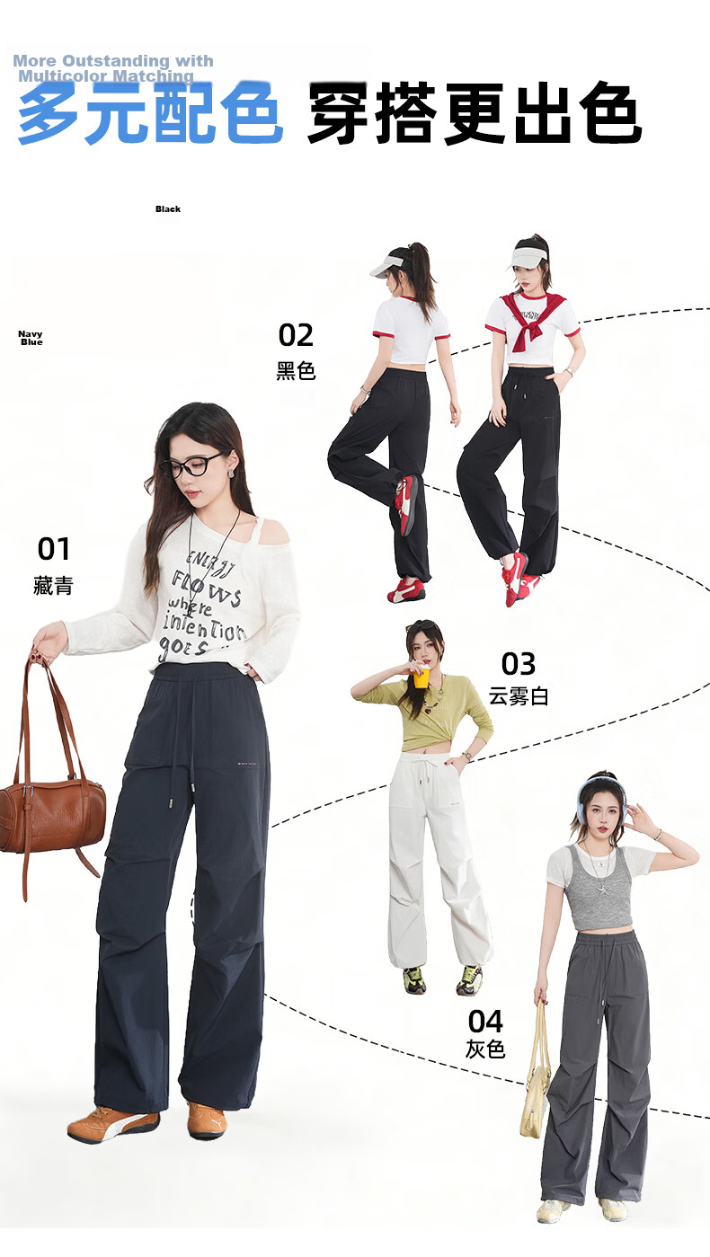 Borui Summer Lightweight Work Pants for Women 2026 New Quick-Dry Straight Casual Pants American Paratrooper Style 8