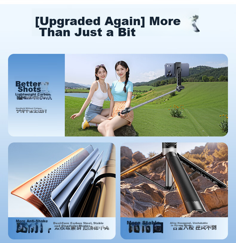 Jiahua Cai [1.85m Panoramic] Selfie Stick Tripod Phone Holder Telescopic Travel Portable 360° Rotating Fully Automatic Multifunctional Outdoor Photography Live Streaming Stand 5