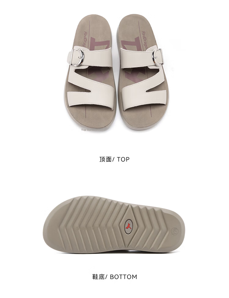 Red Dragonfly Women's Thick Sole Birkenstock Style Slide Sandals Soft Sole Non-Slip Beach Shoes WTK265081 Off-White Size 37 10