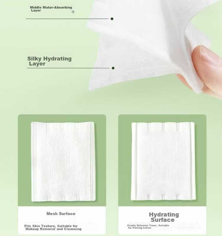 Plant-Based Stretchable Thin Breathable Facial Cotton Pads Water-Saving Makeup Remover Portable Small Pack for Travel 3