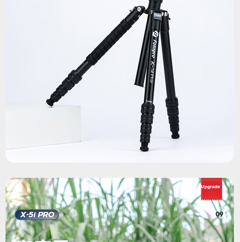 Fotopro C5-I Portable Reverse Folding Convertible Monopod, Large Diameter High-Stability Digital Camera Tripod with Ball Head 15