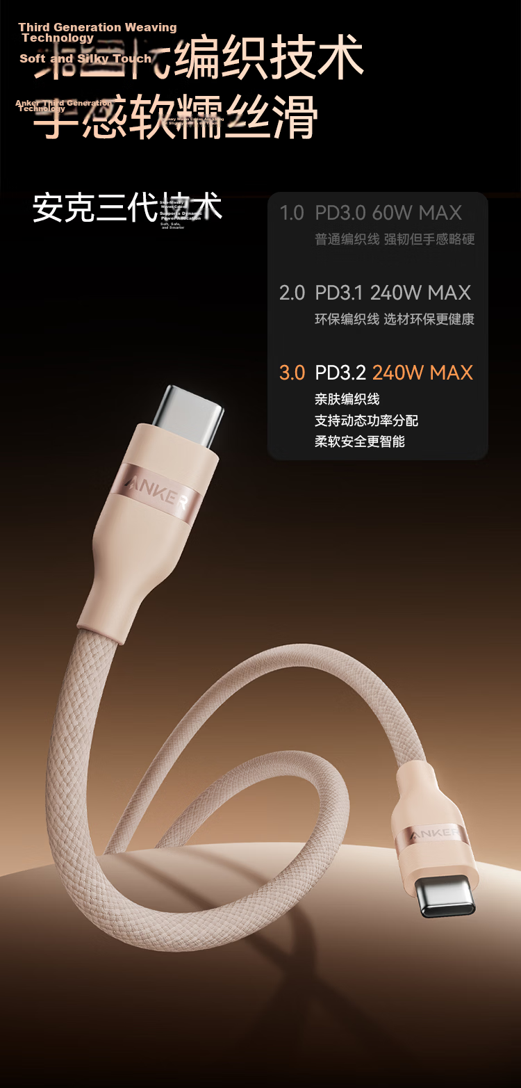 ANKER Anker Apple Charging Cable Dual Type-C for iPhone 17/16/15 Pro Max, MacBook, DJI Pocket 3/4 Camera 240W Fast Charging Data Cable 8