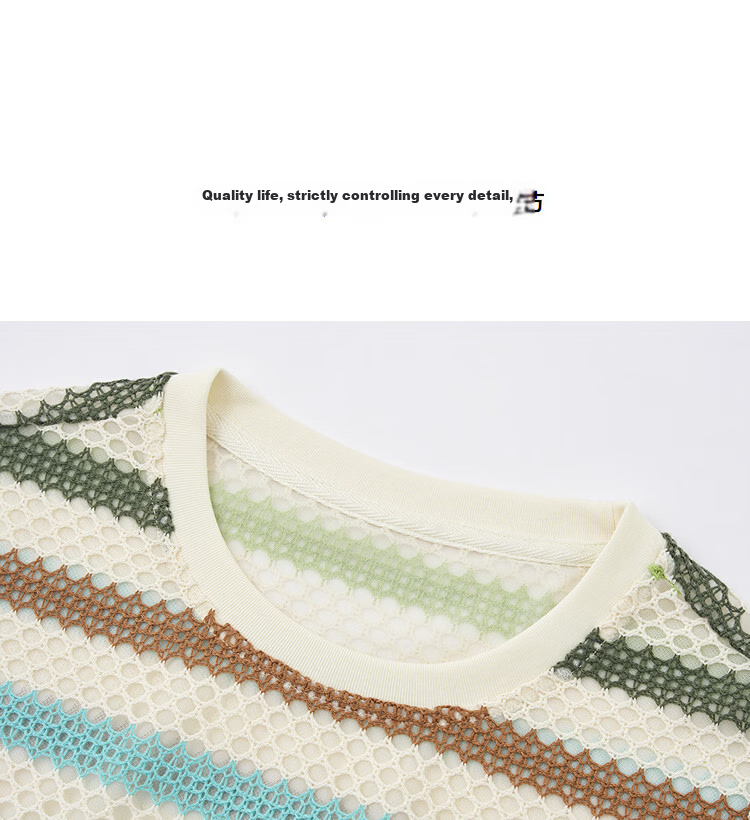 Demana [with Cloud Oxygen Cotton] Summer Refreshing Fashionable Crew Neck Color-Block Striped Slimming T-Shirt for Women High-End Feel 10