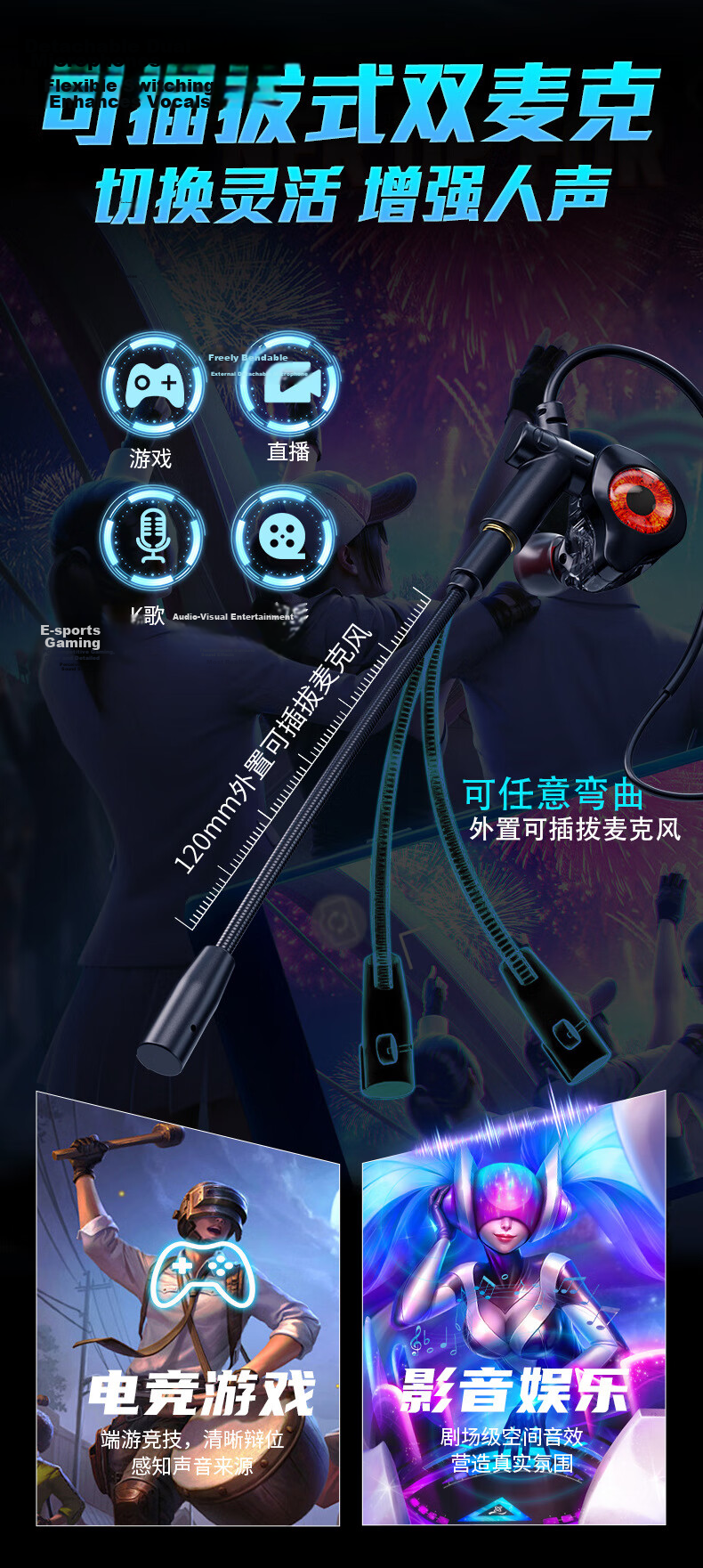 Zhiguozhe [Hot Sale 10 Million+] Wired Gaming Earphones Type-C In-Ear 2026 Latest Dedicated Sound Positioning Computer Microphone 2-in-1 HiFi Delta 14