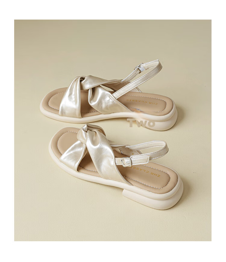ZHR Women's Flat Summer Sandals Elegant Vintage Beach Roman Shoes Comfortable M711 Beige Size 35 18