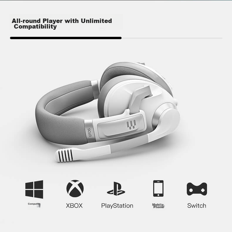 EPOS Sennheiser GSP370 Wireless Gaming Headset Over-Ear CS:GO PUBG Headphones 100H Battery Life 2.4G Low Latency 5